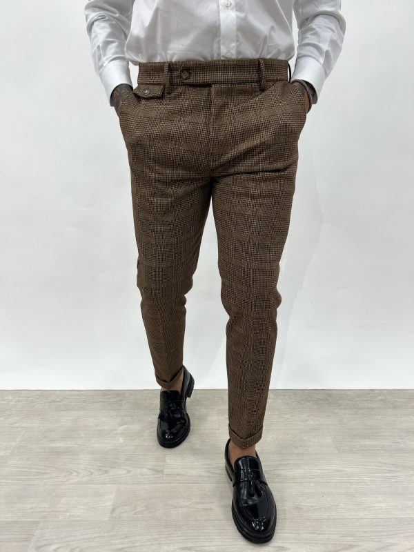 PANTALONE FASHION IN TWEED MARRONE - immagine 2