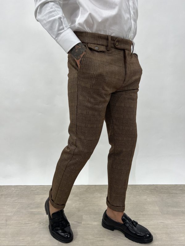 PANTALONE FASHION IN TWEED MARRONE