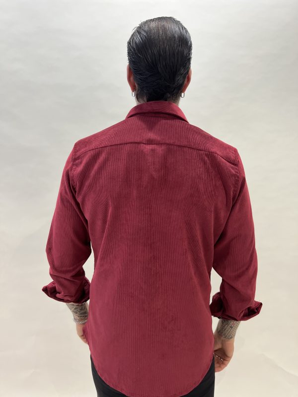 CAMICIA IN VELLUTO A COSTINE - COLORE ROSSO TEGOLA - immagine 5